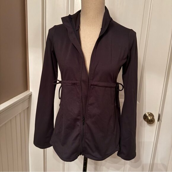 PRANA JACKET COAT BLACK STRETCH ZIP FRONT ACTIVE WEAR POCKETS TIE WAIST SIZE S - Picture 2 of 16